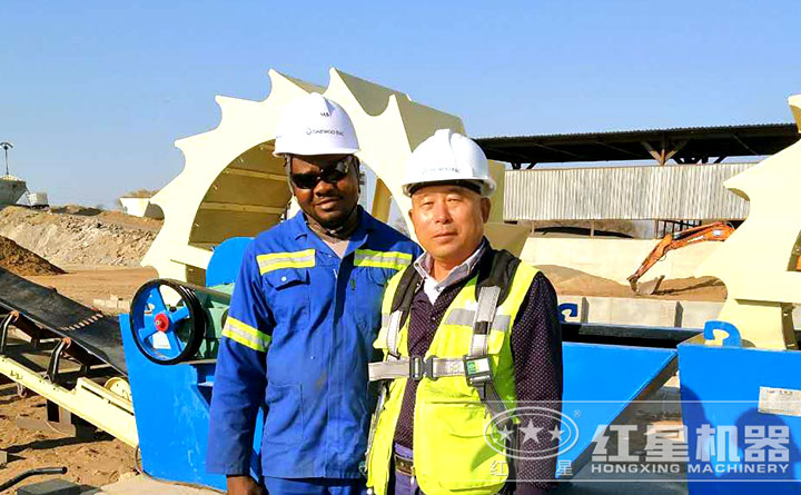 廠家對洗砂機安裝、調試現場