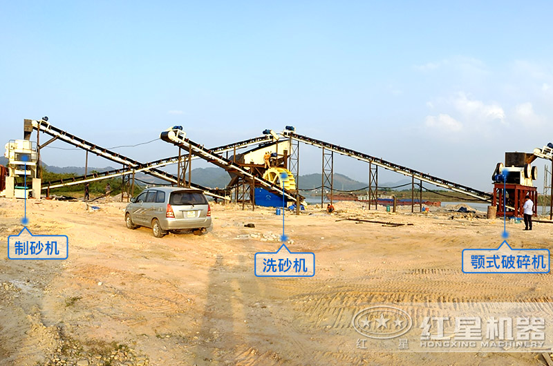 a方案現場設備，鵝卵石制沙、洗洗沙